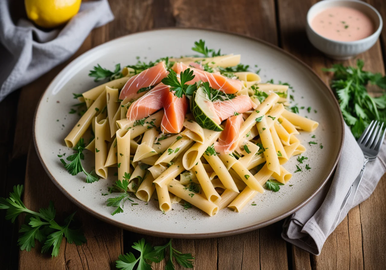 Pasta with Artichoke Hearts and Smoked Salmon
