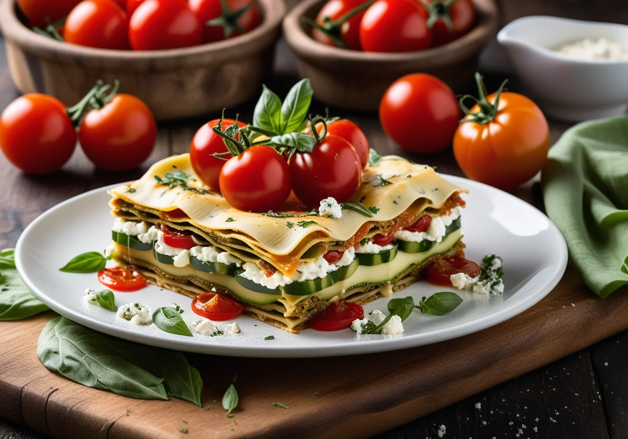 Open Lasagna with Vegetables and Sheep Cheese