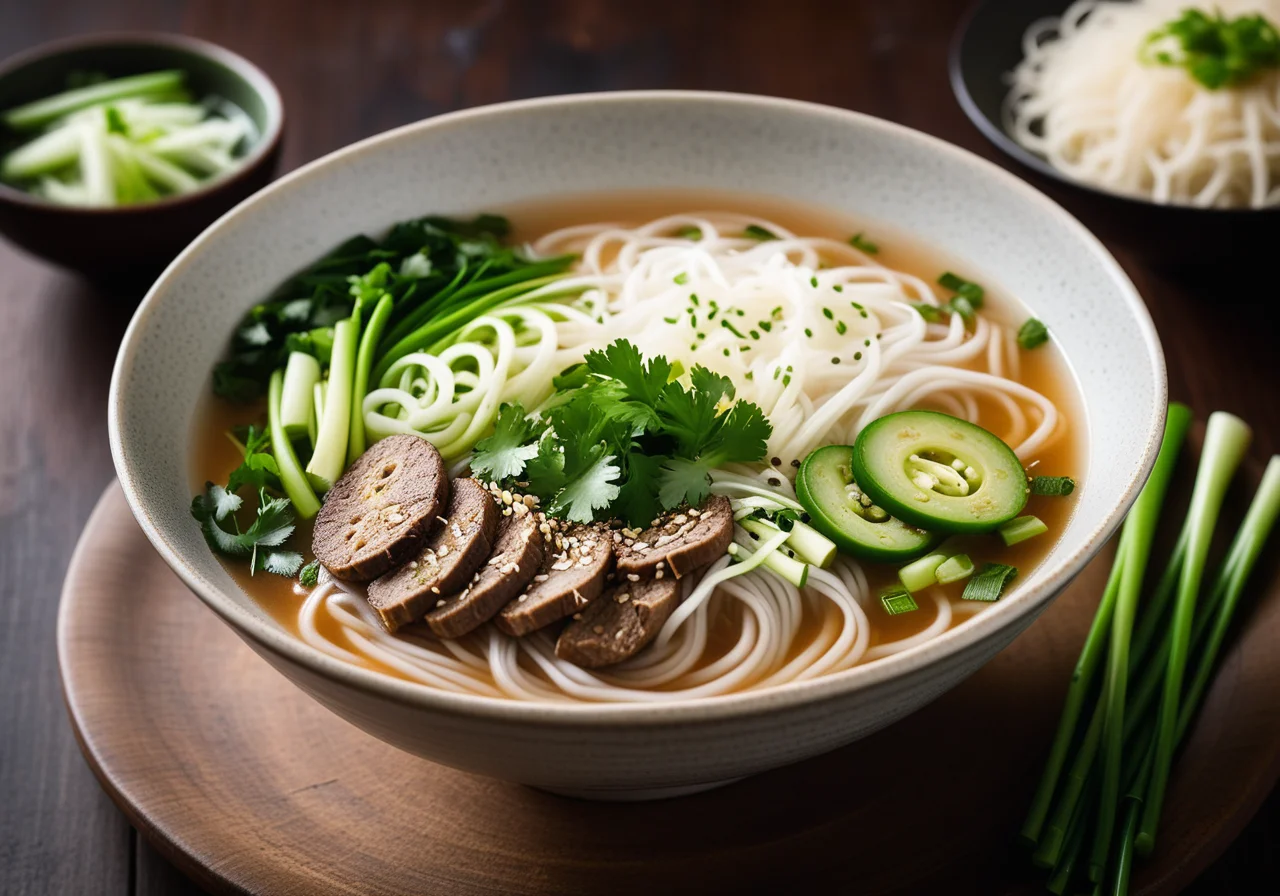 Asian Rice Noodle Soup with Vegetables