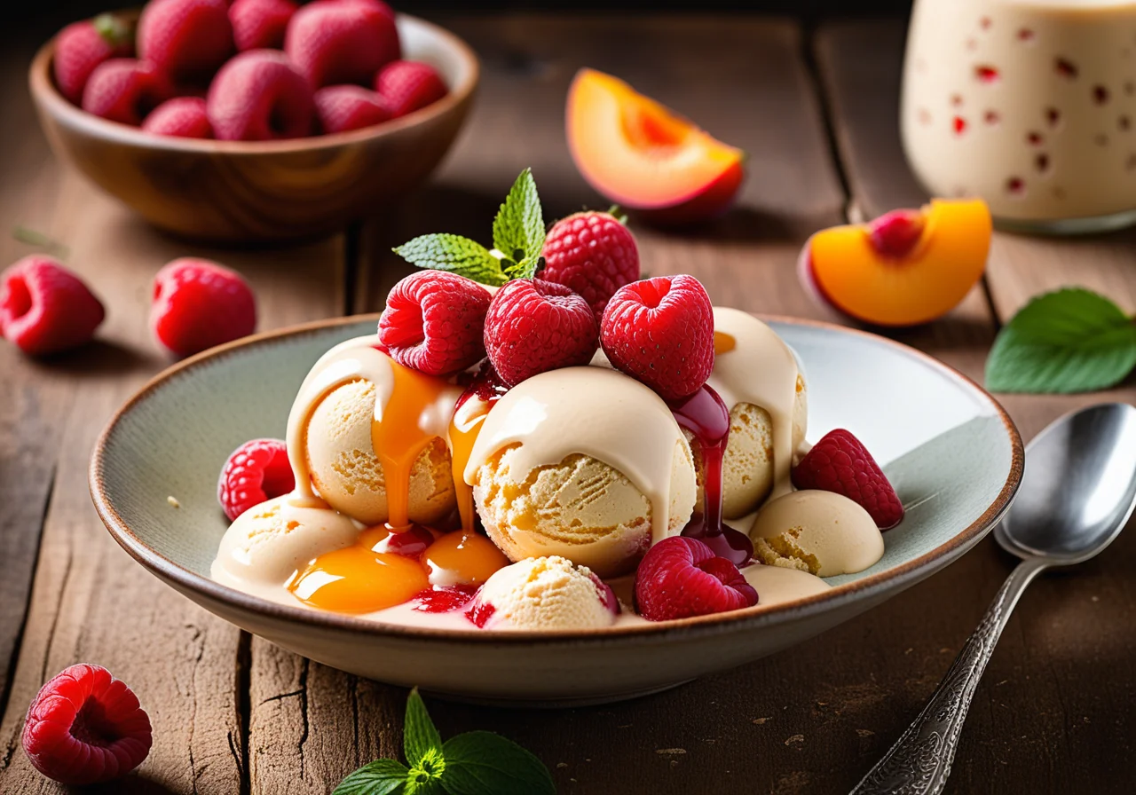 Nut Ice Cream with Fruits