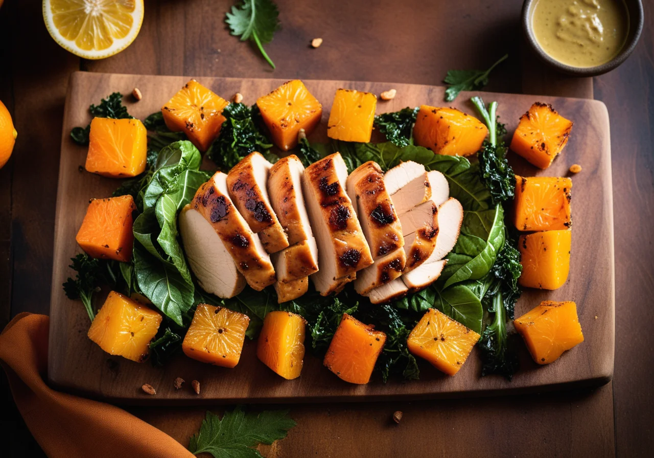 Lemon Chicken with Carrot Vegetables and Savoy Cabbage