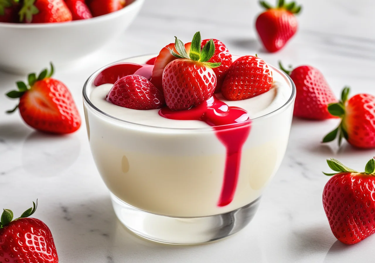Lemon Yogurt with Strawberry Sauce