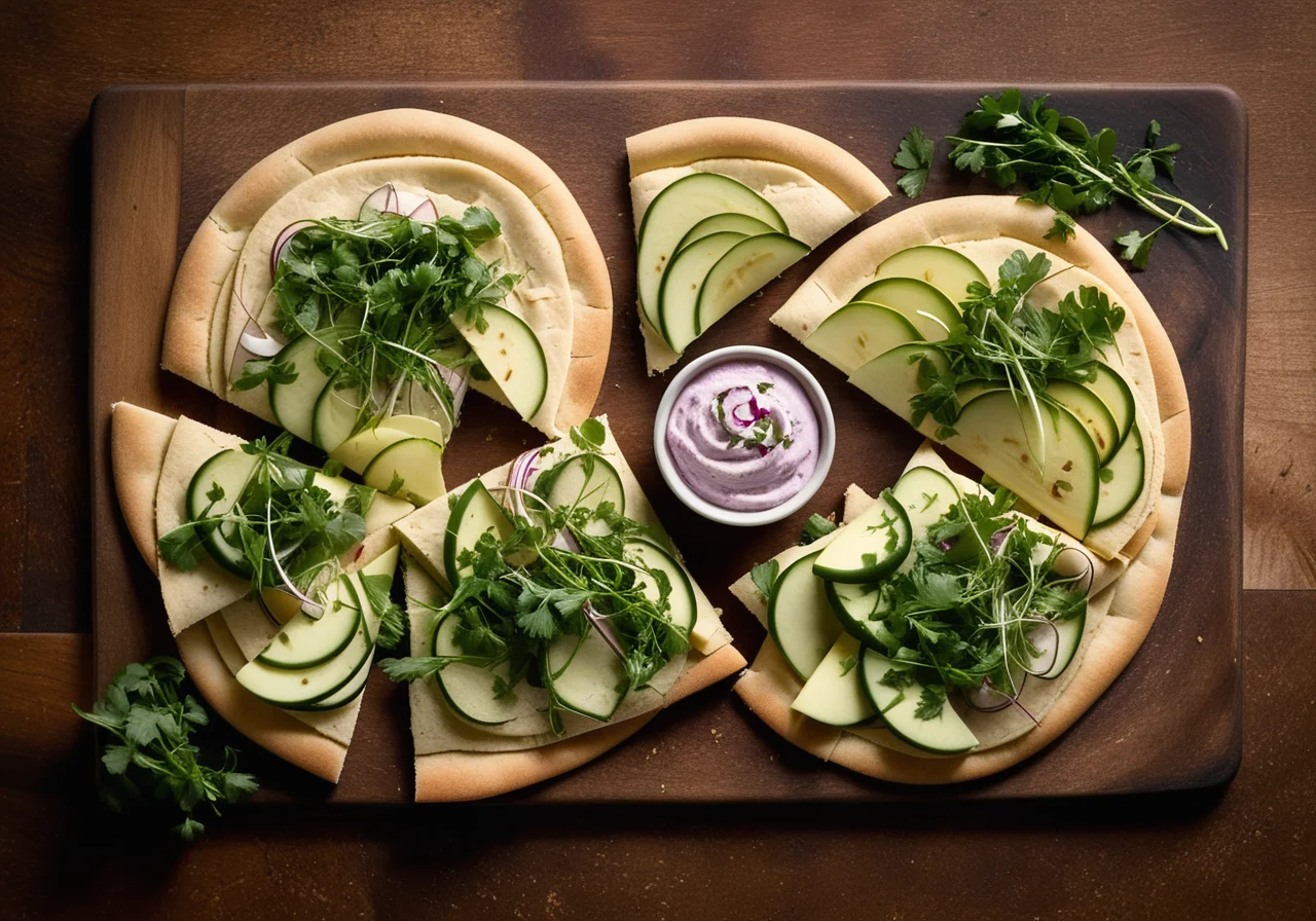 Flatbread with Hummus and Pickled Artichokes