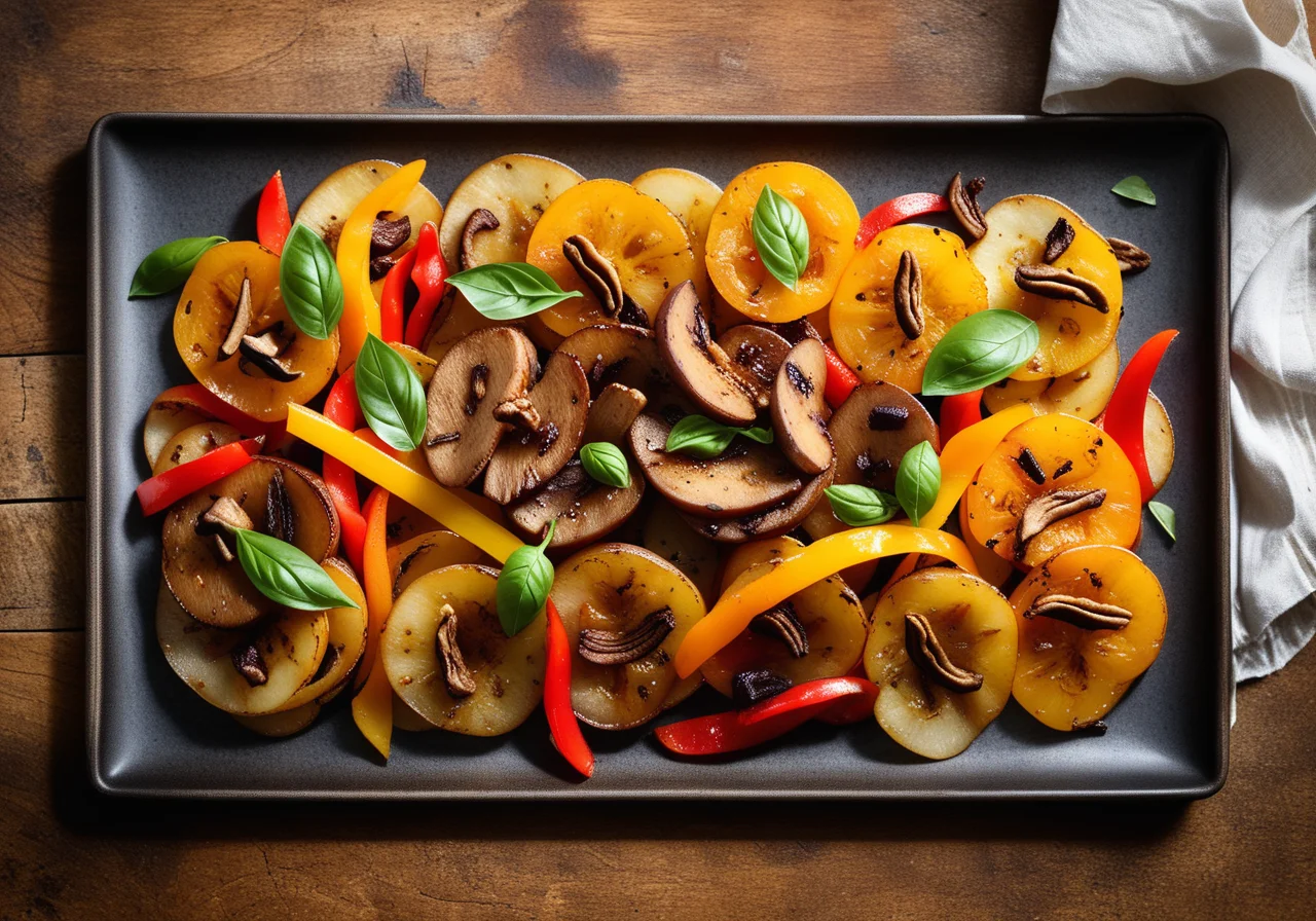 Fried Vegetables and Potatoes with Shiitake