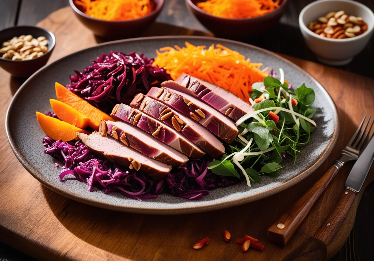 Asia Red Cabbage Salad with Duck Breast