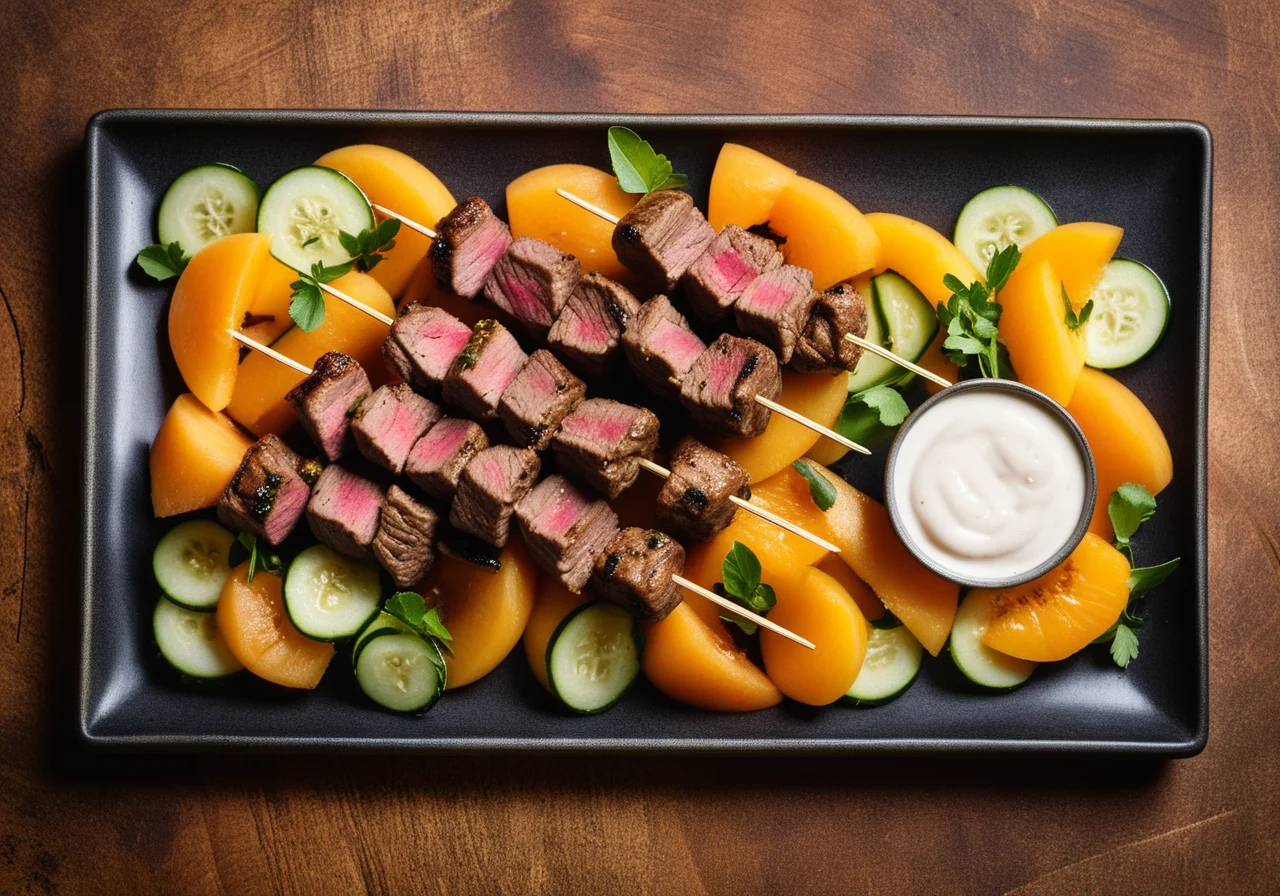 Lamb Skewers with Fruity Cucumber Salad