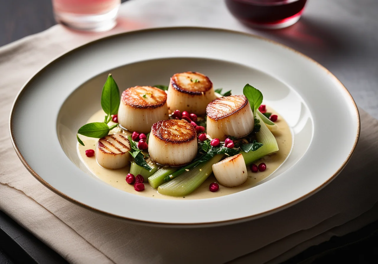 Scallops on Leek Vegetables