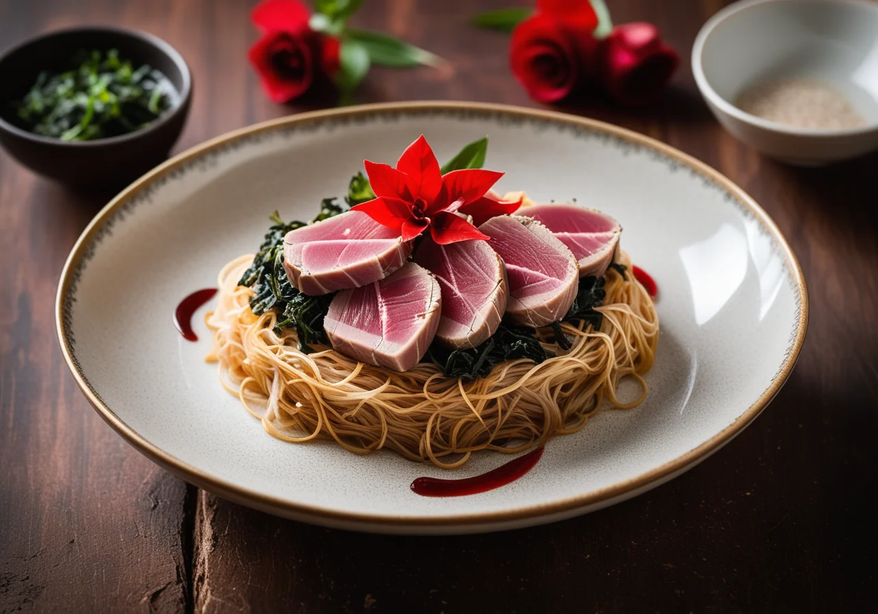 Tuna Steak with Crunchy Noodles
