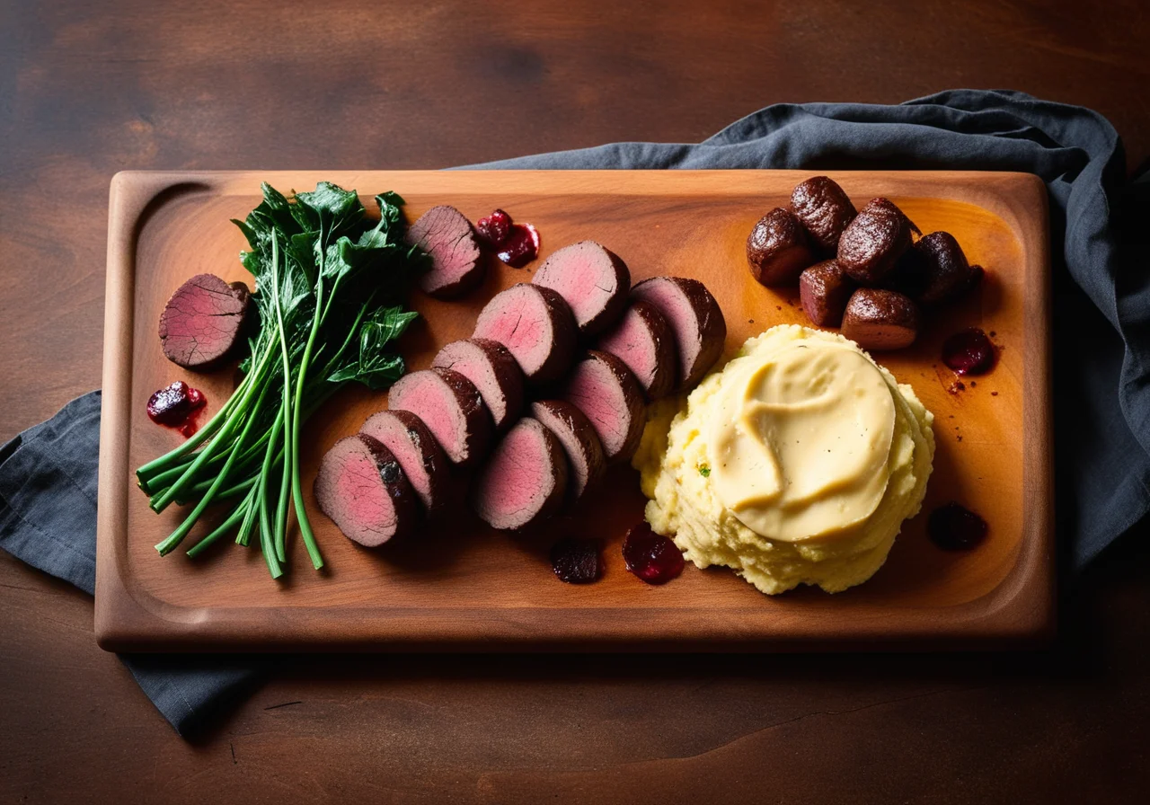 Venison Tenderloin with Mashed Potatoes and Chanterelles
