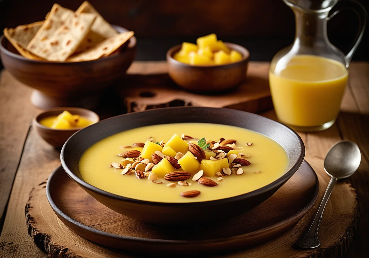 Curried Pineapple Soup with Indian Flatbread