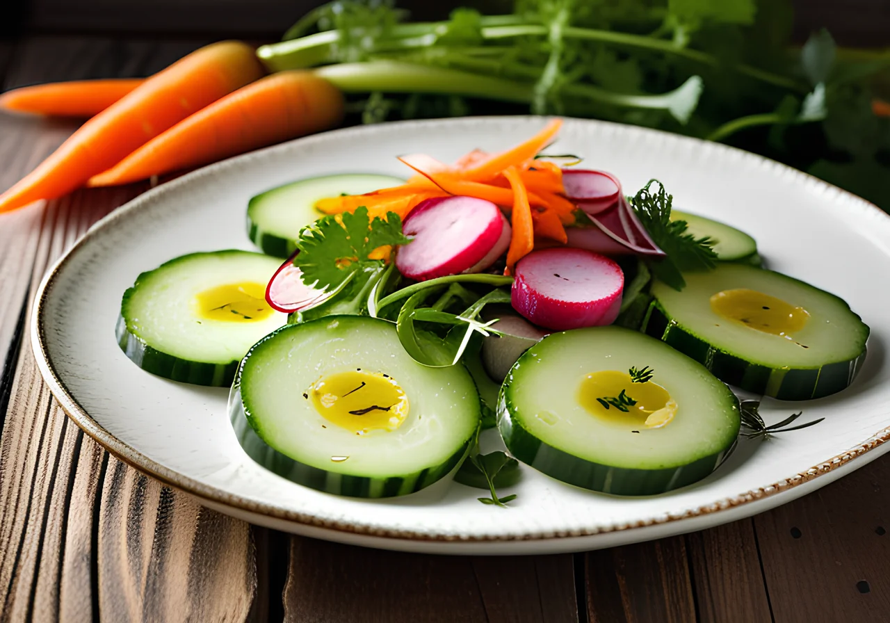 Cucumber Salad with Carrots, Watercress and Eggs