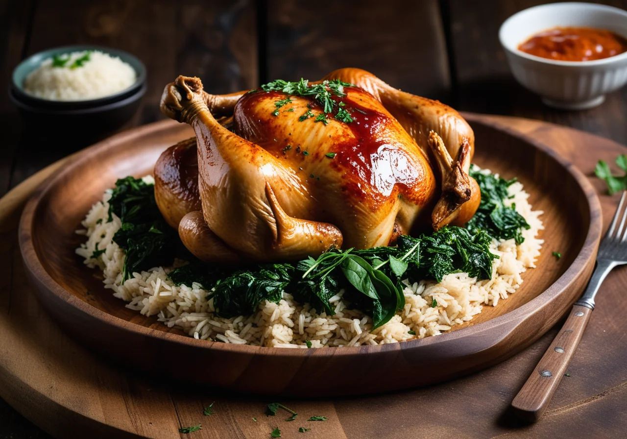 Brathähnchen mit Reisfüllung