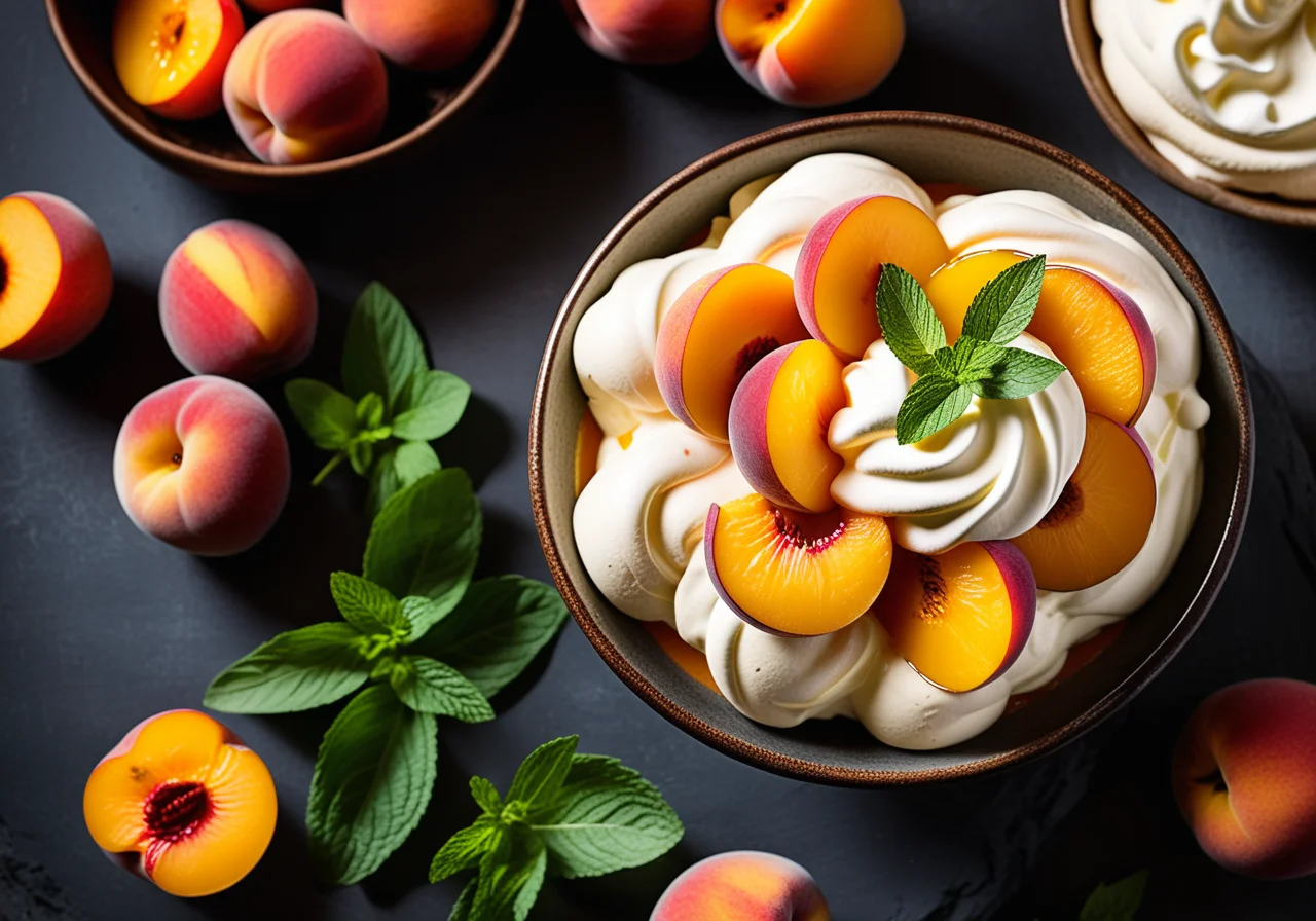 Saffron Peach Compote with Cream