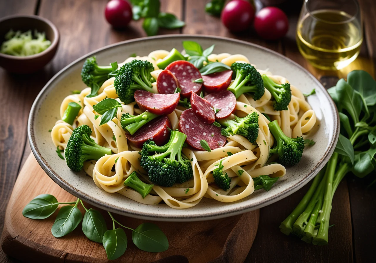 Pasta with Broccoli and Salami