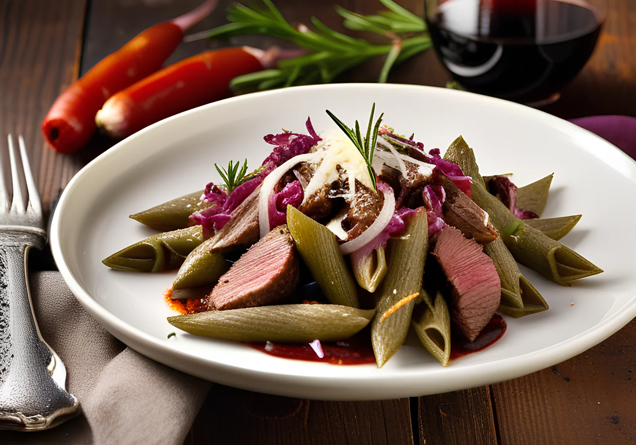 Rosemary Lamb with Parmesan and Green Pasta