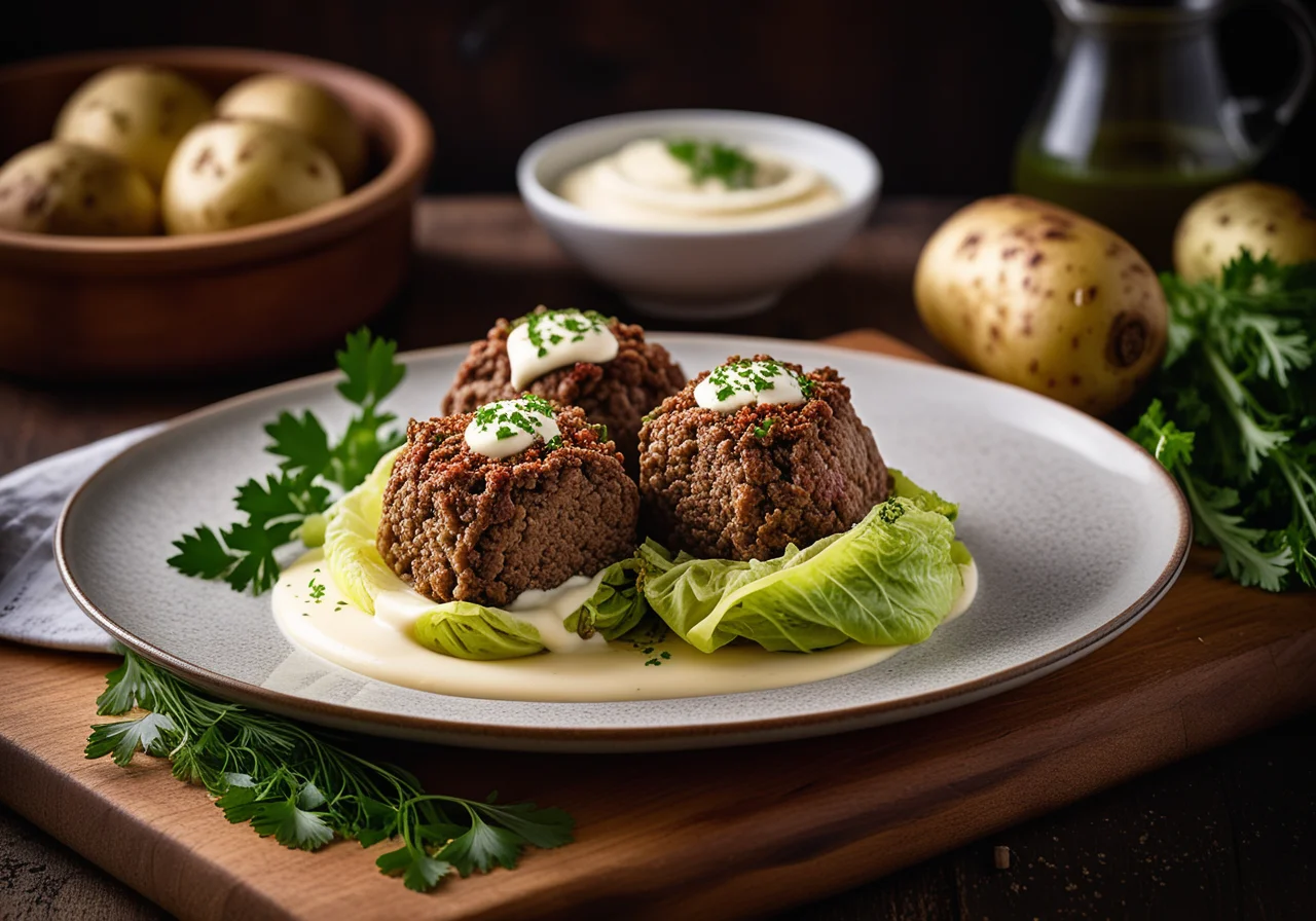 Ground Beef in Savoy Cabbage Wrap