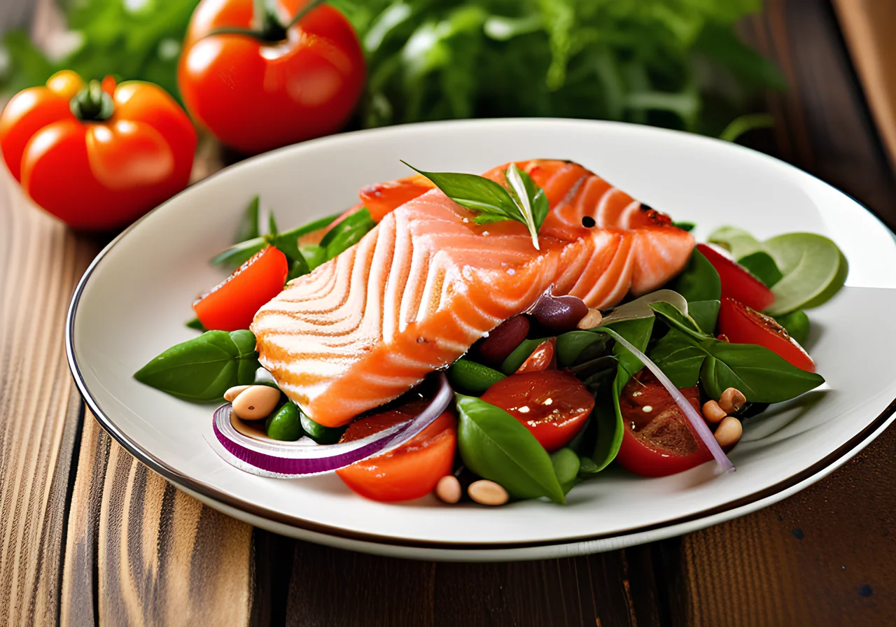 Salmon on Colorful Bean Salad