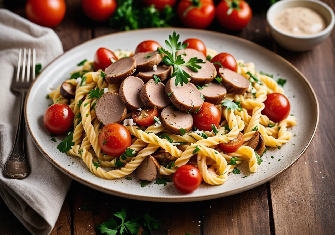 Rabbit Tenderloin with Pasta Salad