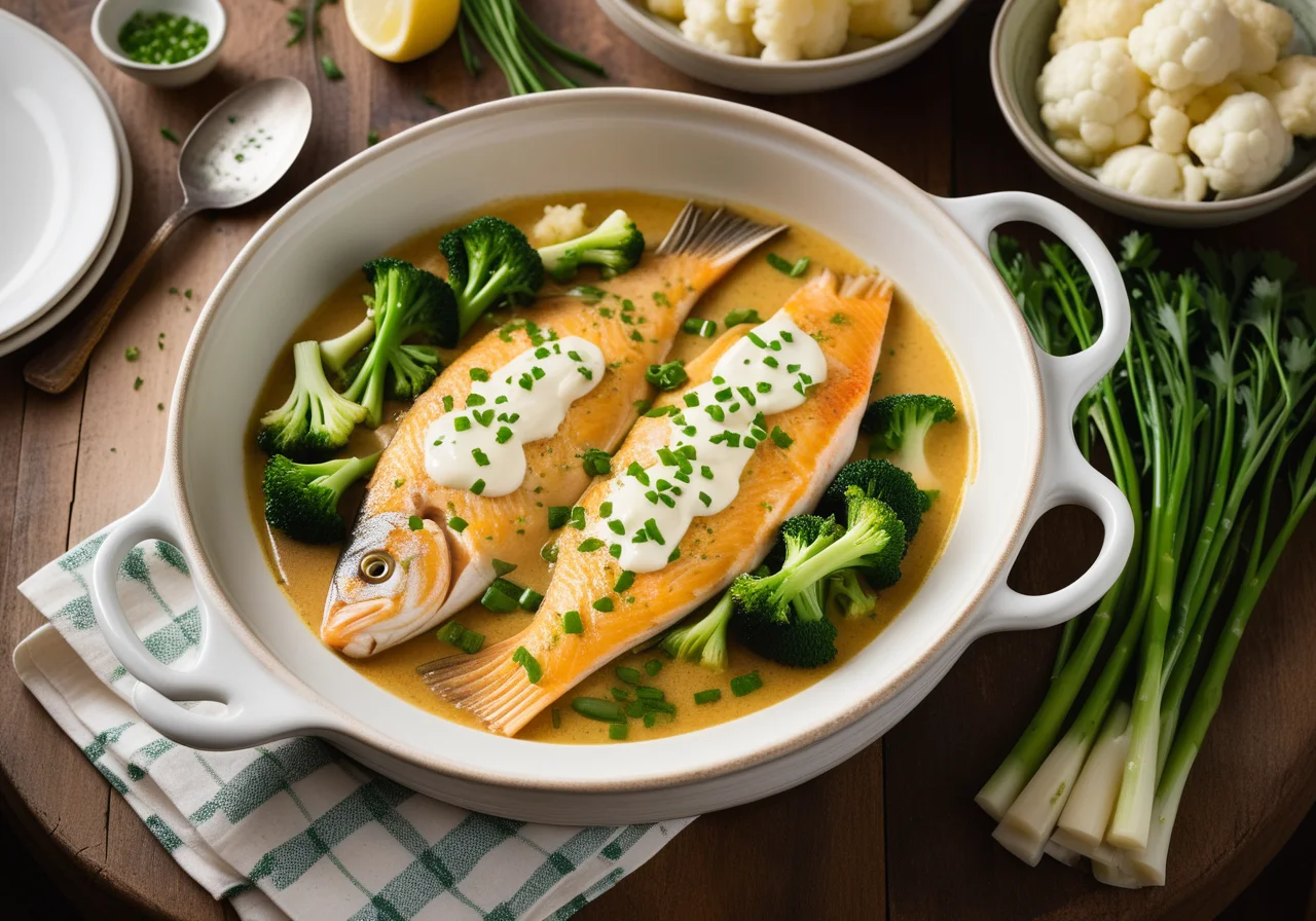 Fish Casserole with Broccoli & Cauliflower