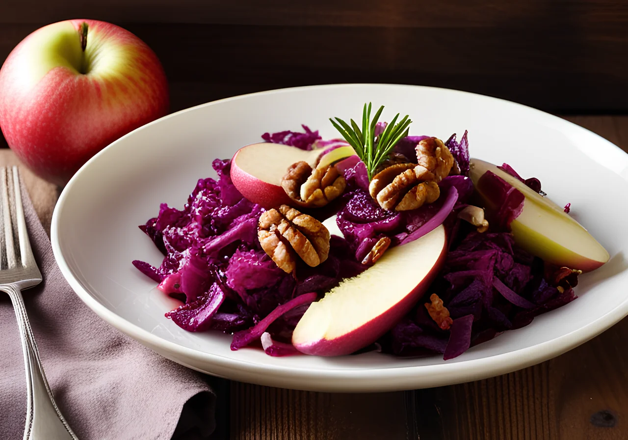 Red Cabbage Salad with Apples, Walnuts and Beets