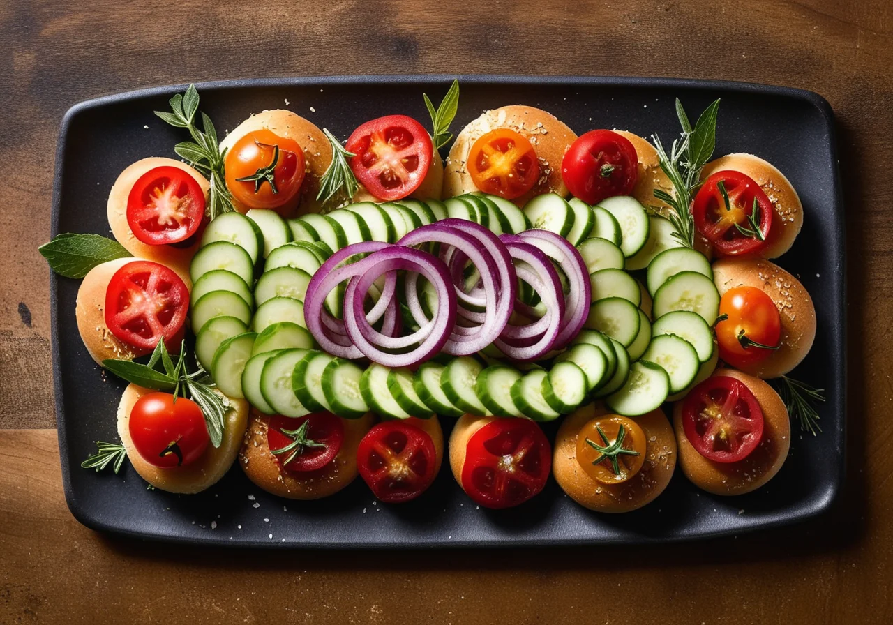 Mediterranean Salad with Garlic Baguettes