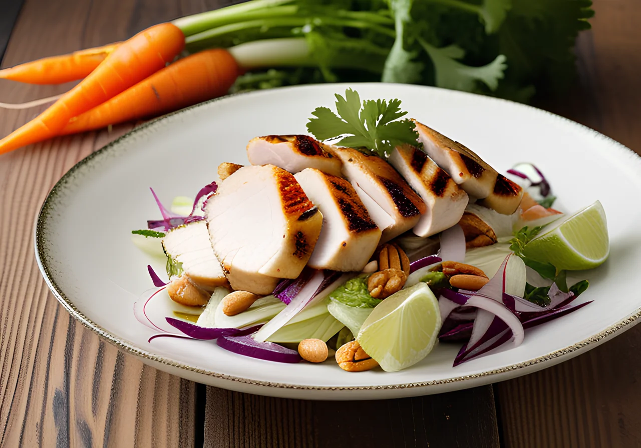 Asian Cabbage Salad with Grilled Chicken