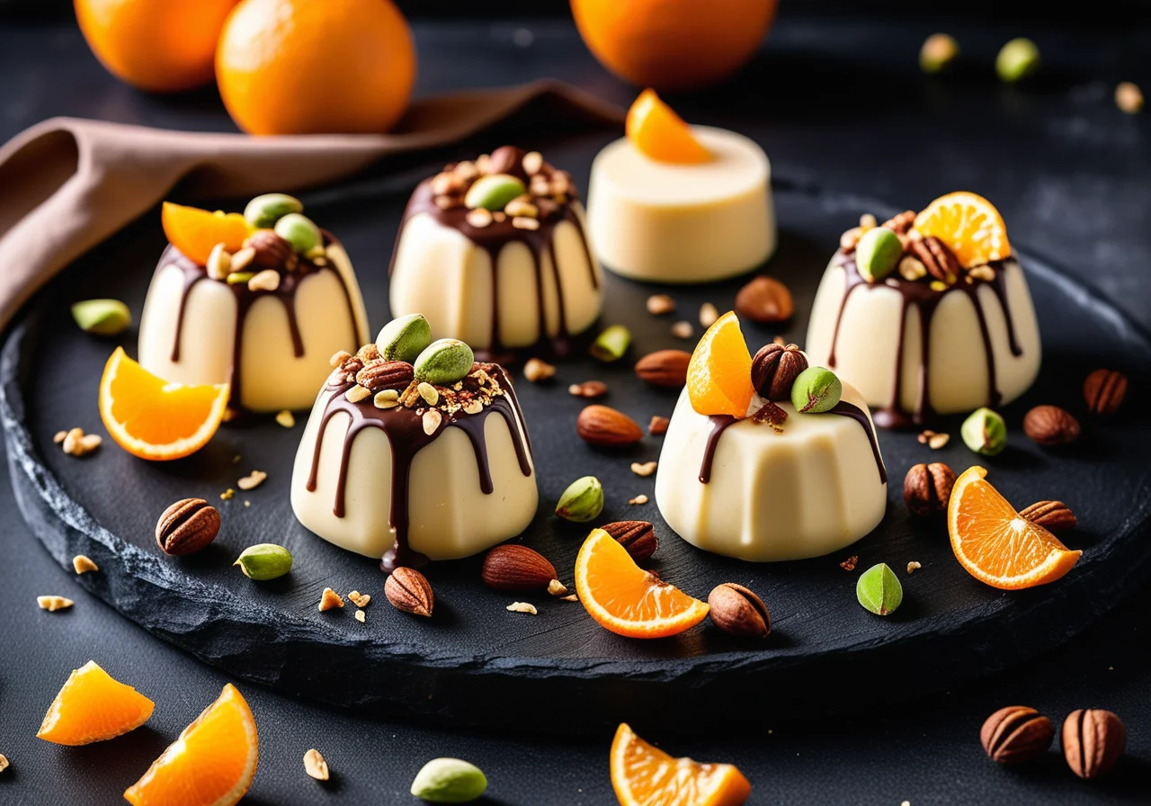 White Chocolate Truffles with Hazelnuts, Orange and Pistachios