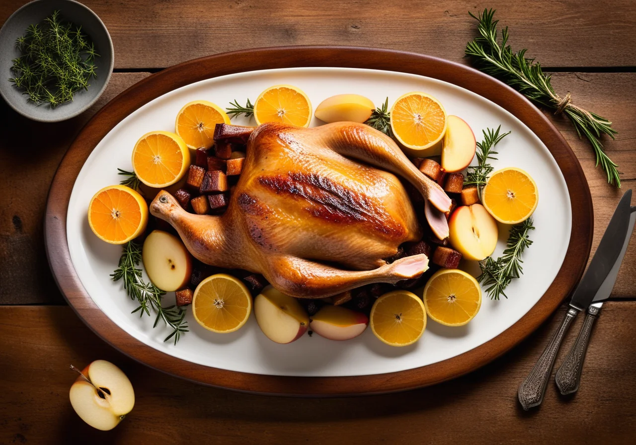 Roasted Duck with Herbs and Fruit