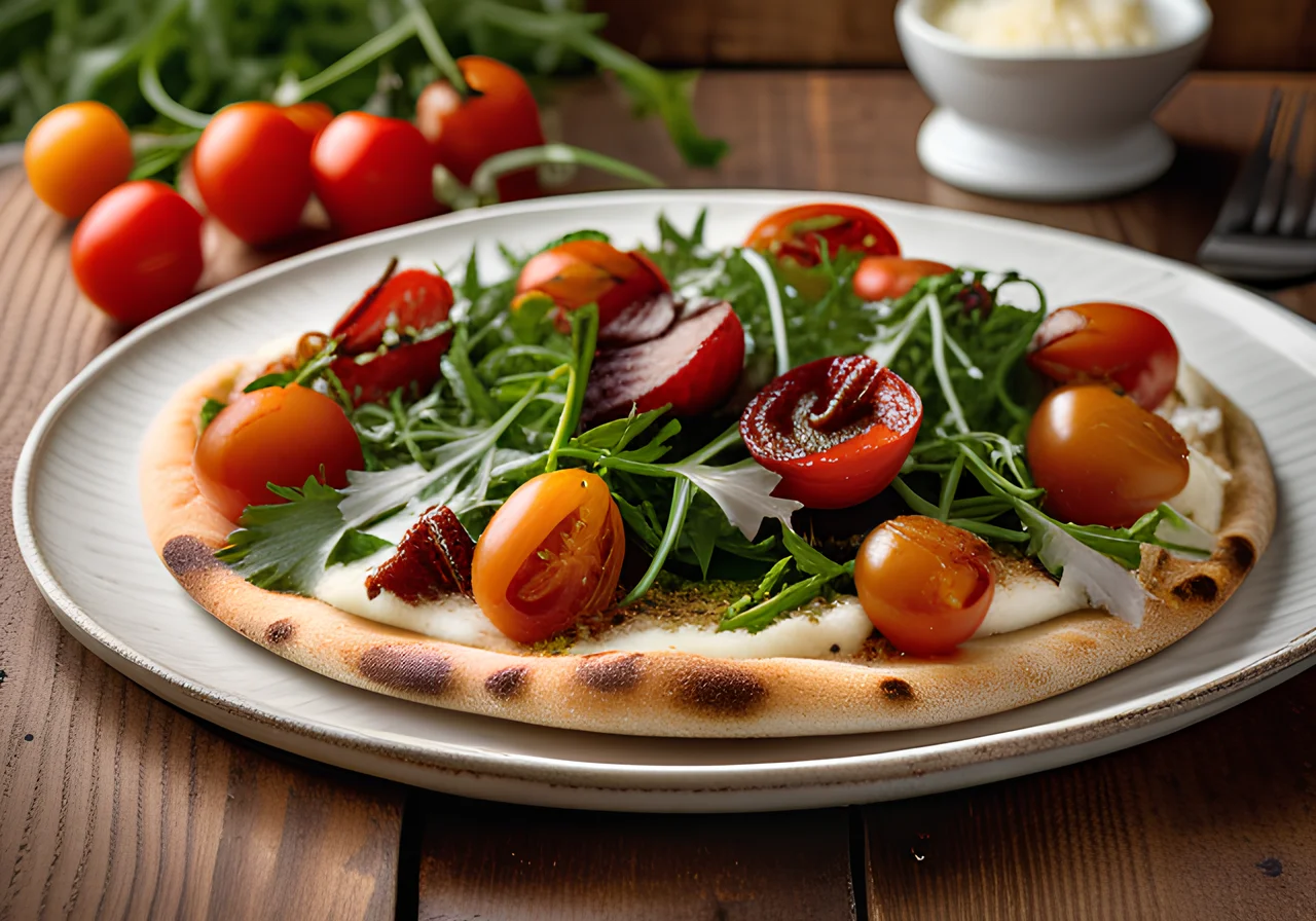 Pizza mit Rauke und Bündner Fleisch