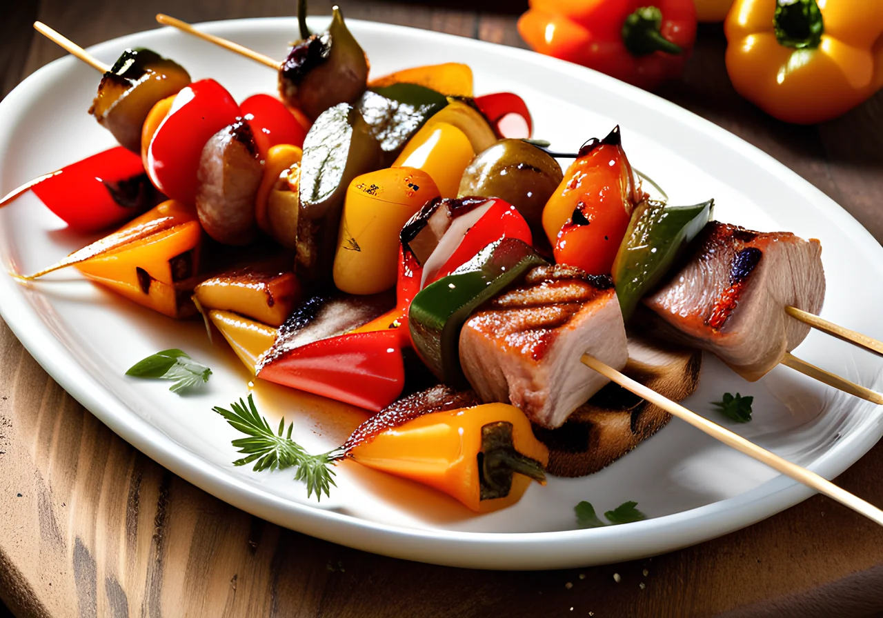 Skewered Pork and Vegetable Shashlik