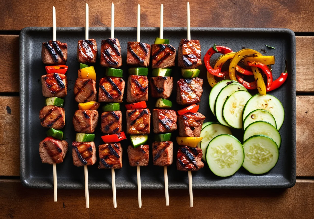 Skewers in Gypsy Style with Spicy Paprika Dip