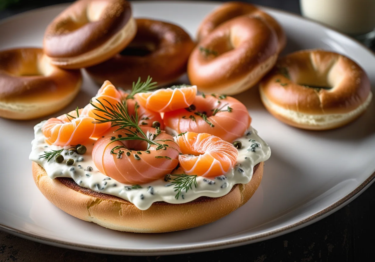 Bagel with Cream Cheese and Smoked Salmon