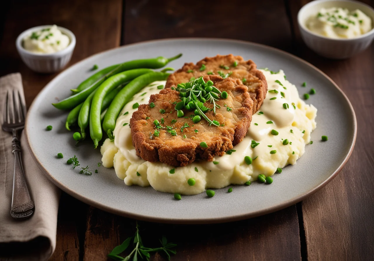 Veal Schnitzel with Peas