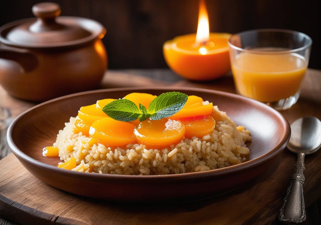 Rice Casserole with Apricot Compote