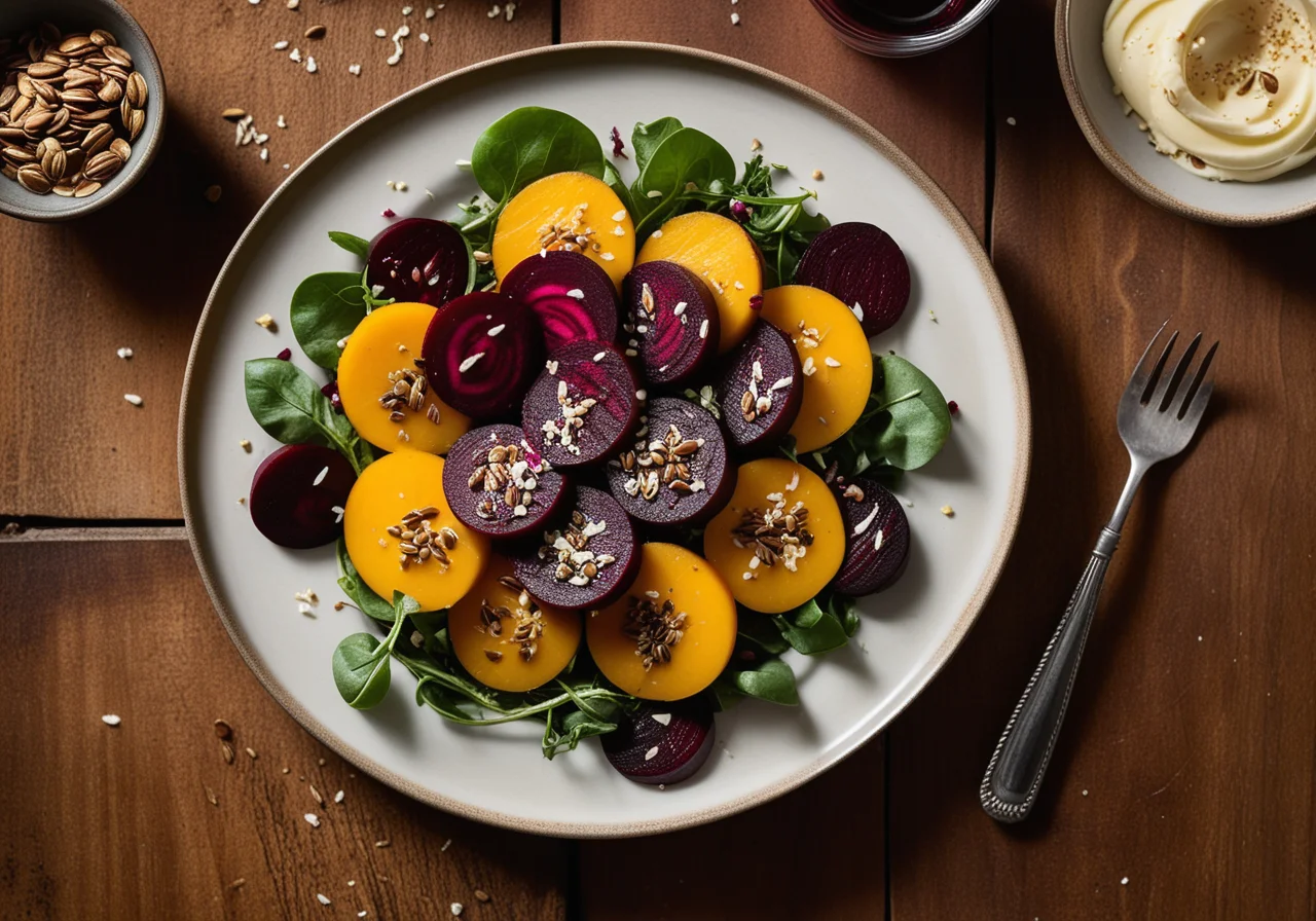 Red Beet with Feta and Rapunzel Salad