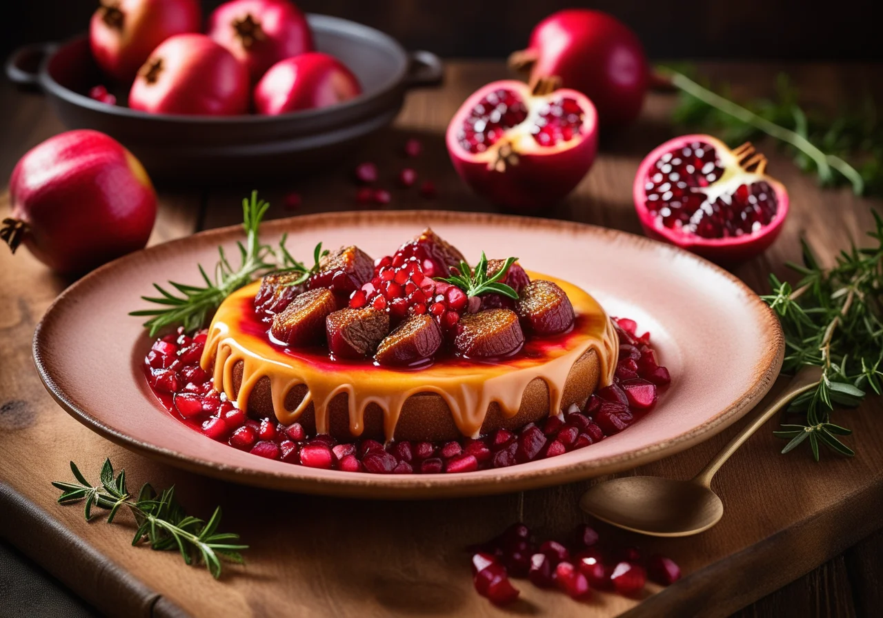 Wildgulasch mit Chili-Granatapfel-Creme