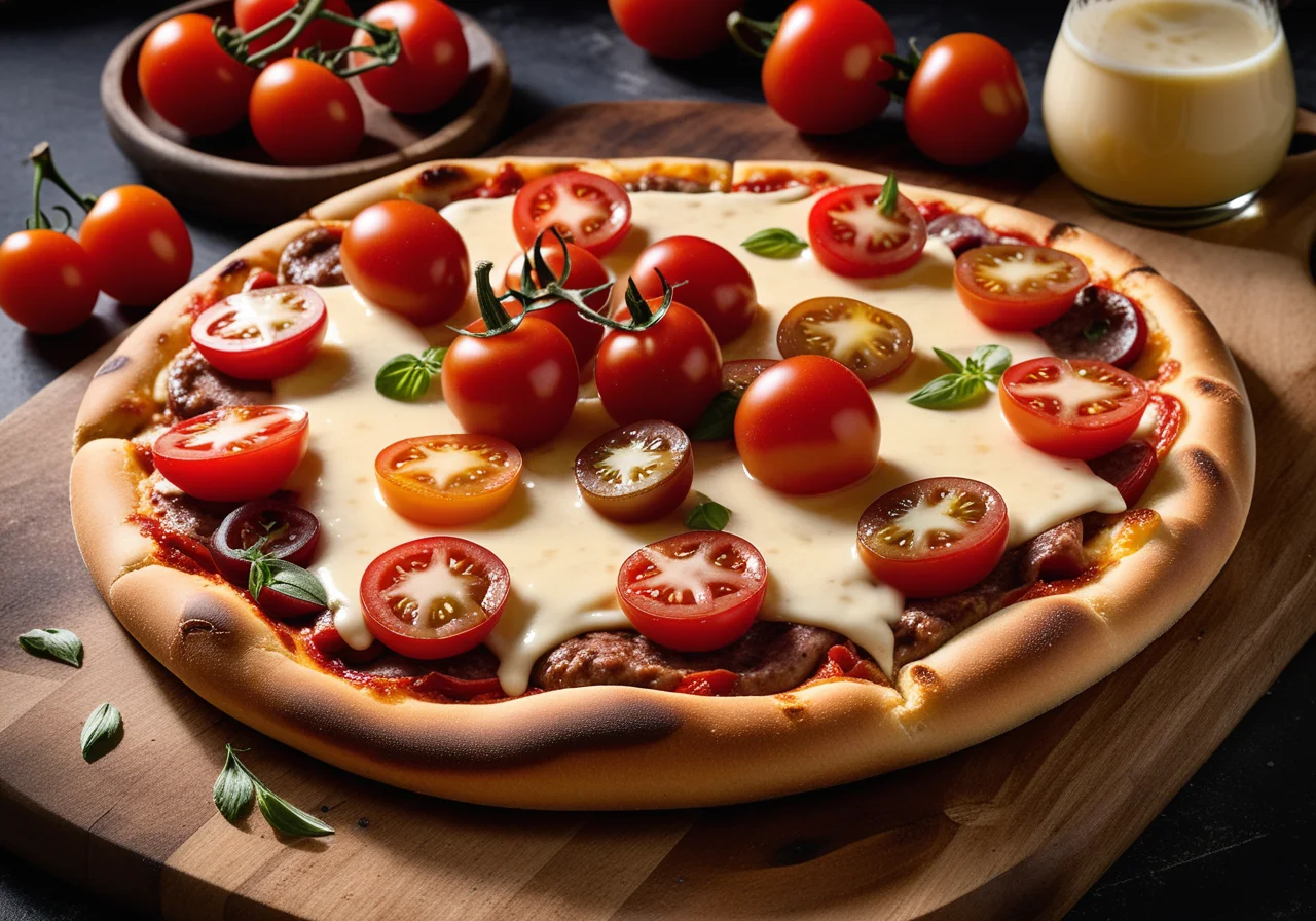 Pizza with Bratwurst and Cheese