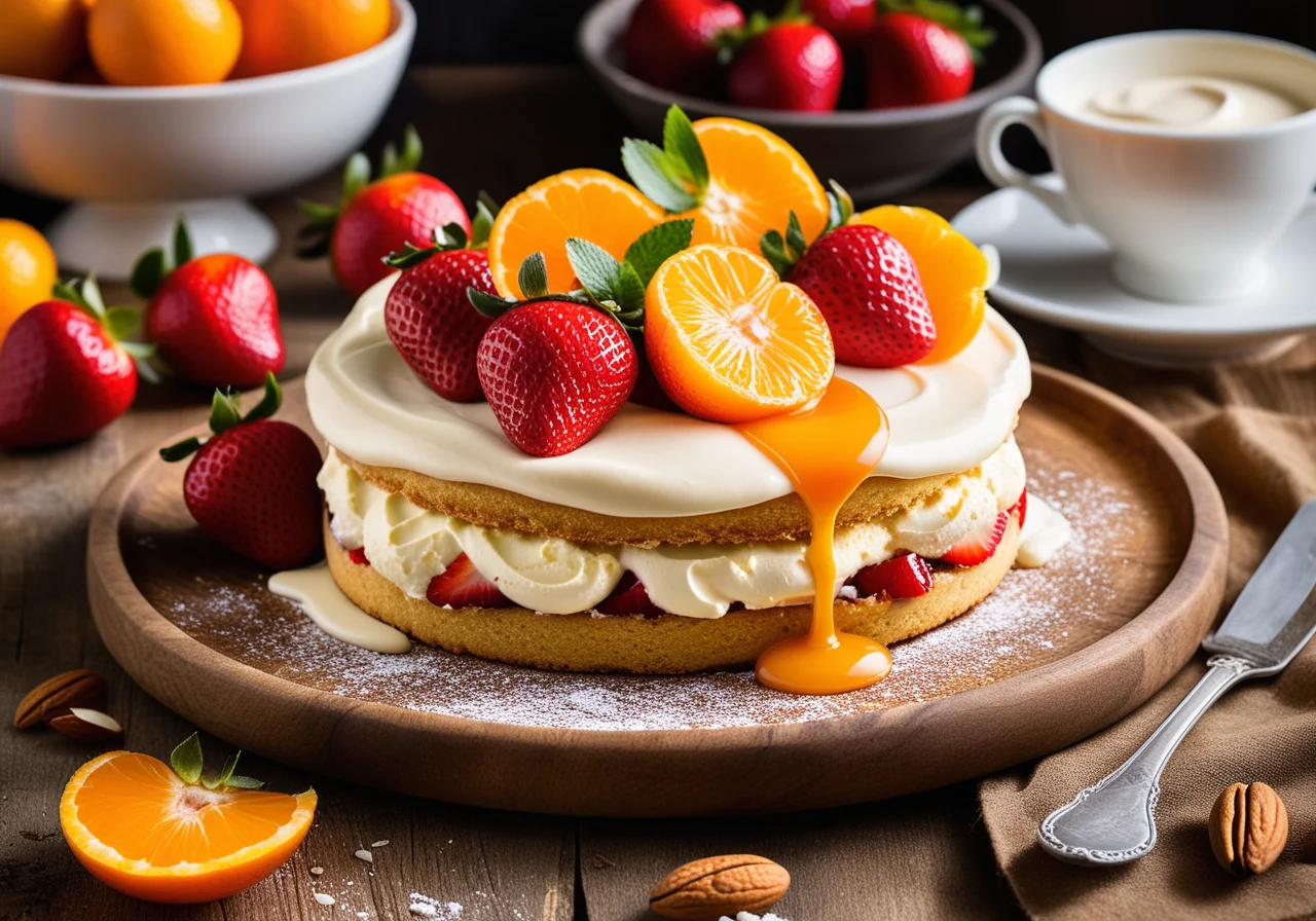 Strawberry Shortcake with Quark Cream and Fruits