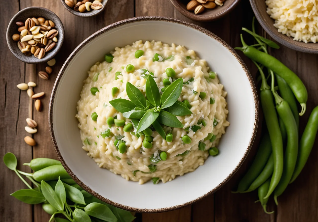 Risotto with Sugar Snap Peas and Pine Nuts