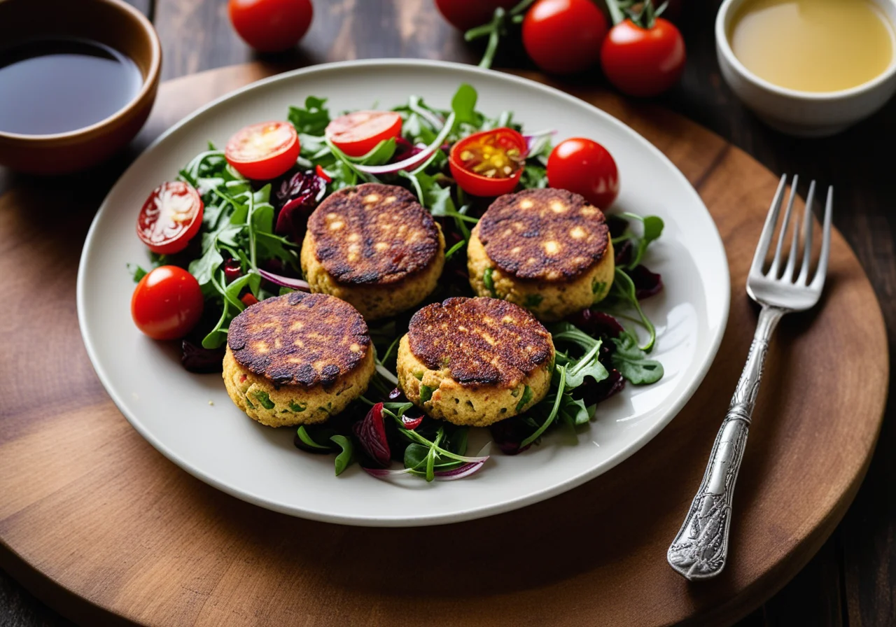 Tofu Patties with Radicchio Arugula Salad