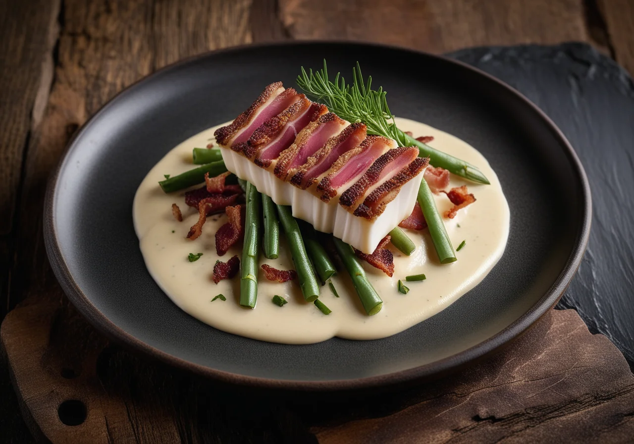 Skrei with Beans, Bacon, and Fennel