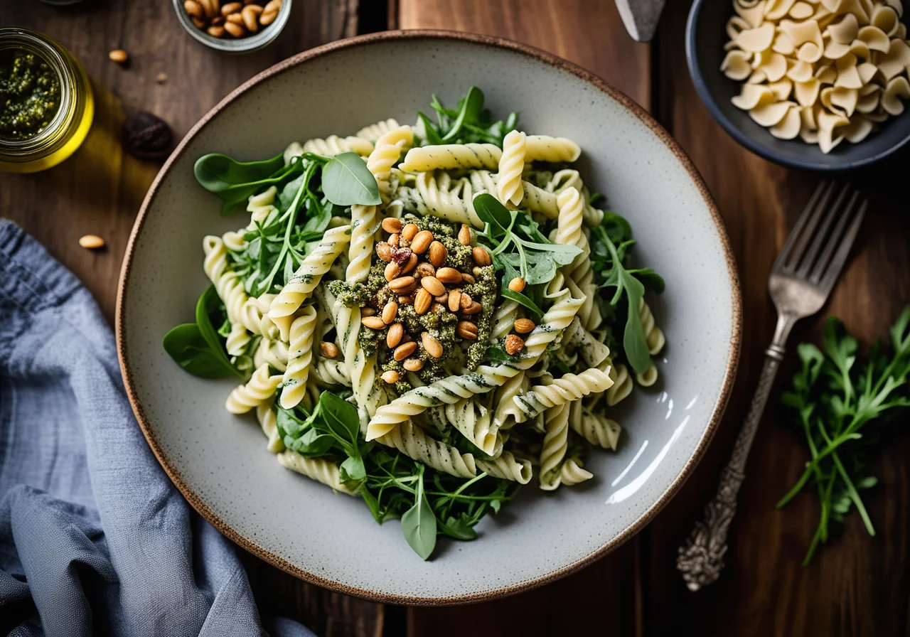 Pasta with Blue Cheese, Truffle and Pesto