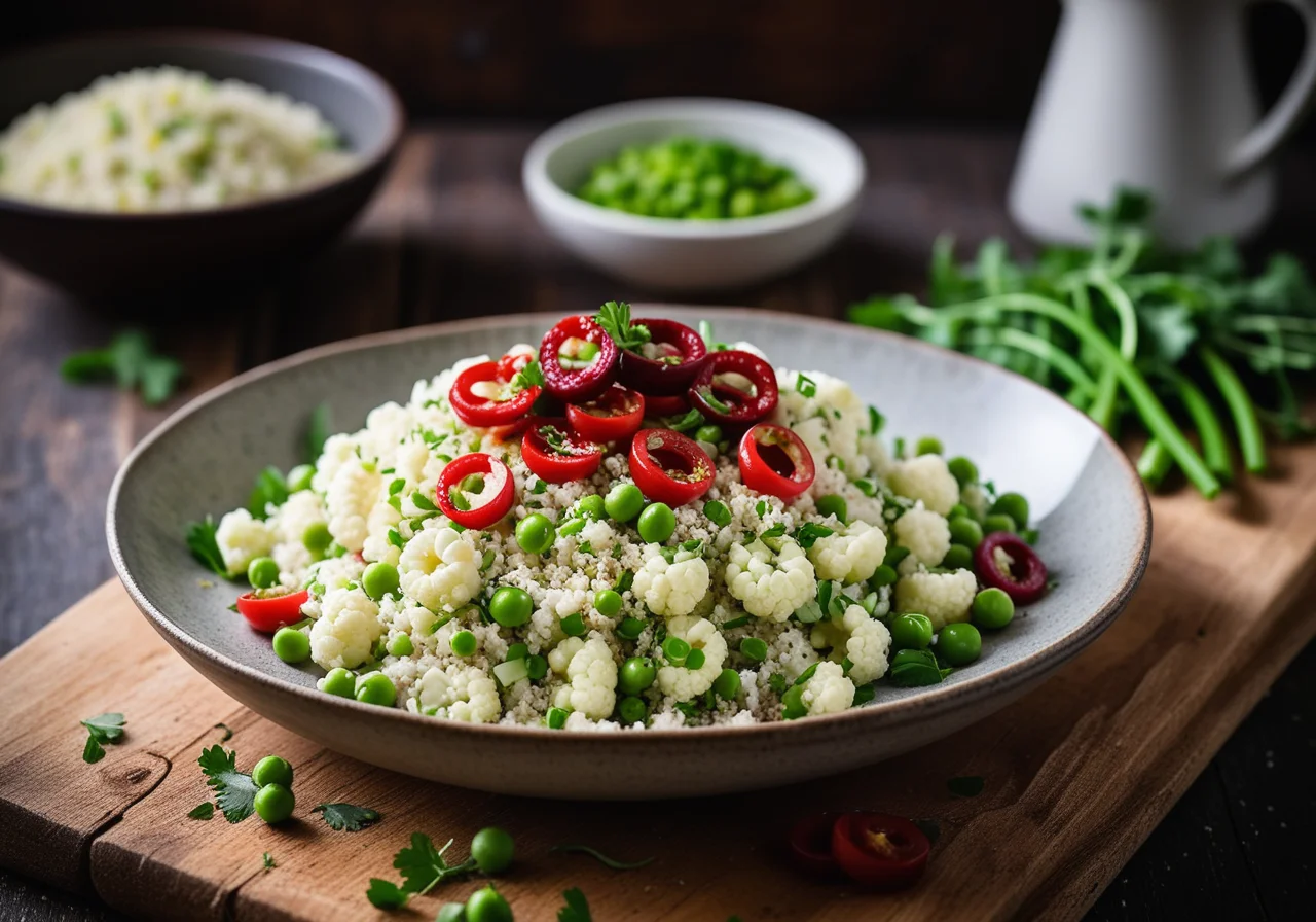 Cauliflower Rice Salad with Peas