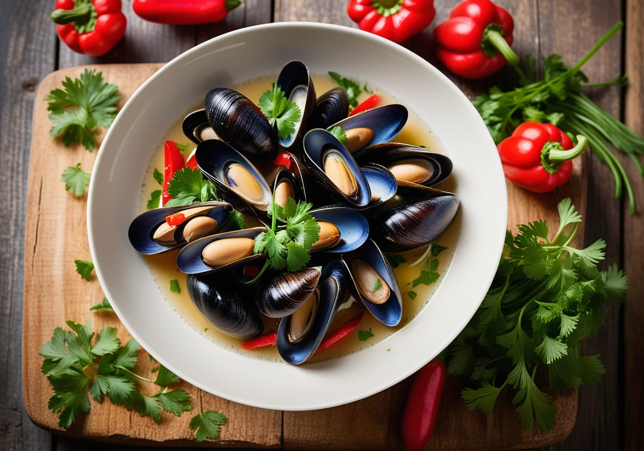 Mussels with Vegetables in White Wine Broth