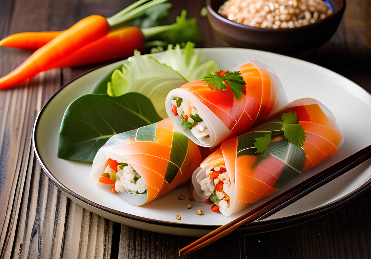 Asian Summer Rolls with Peanut Dip