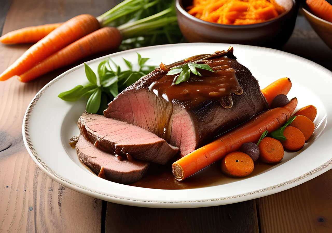 Beef Roast with Onion-Carrot Vegetables