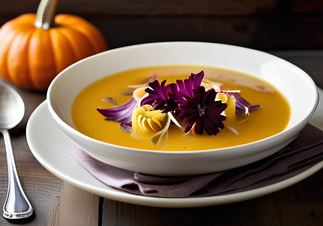 Pumpkin Soup with Fleckerlnudeln and Radicchio