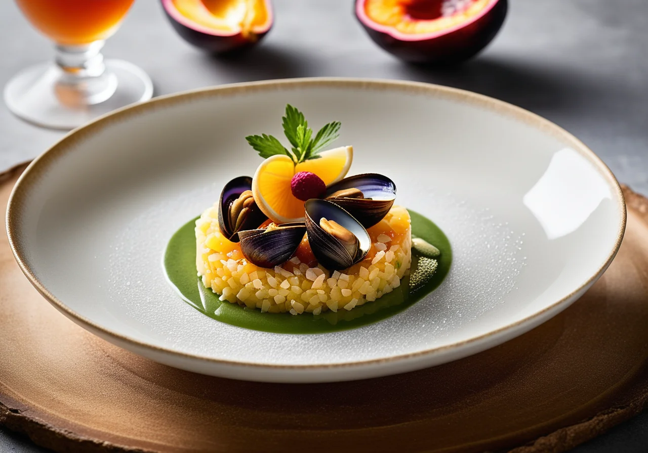 Mussels Tartare with Passion Fruit Sauce and Sole Fillet