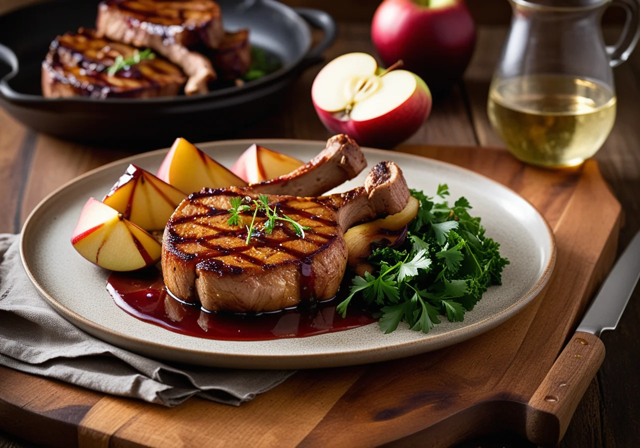 Pork chops with ginger apple sauce