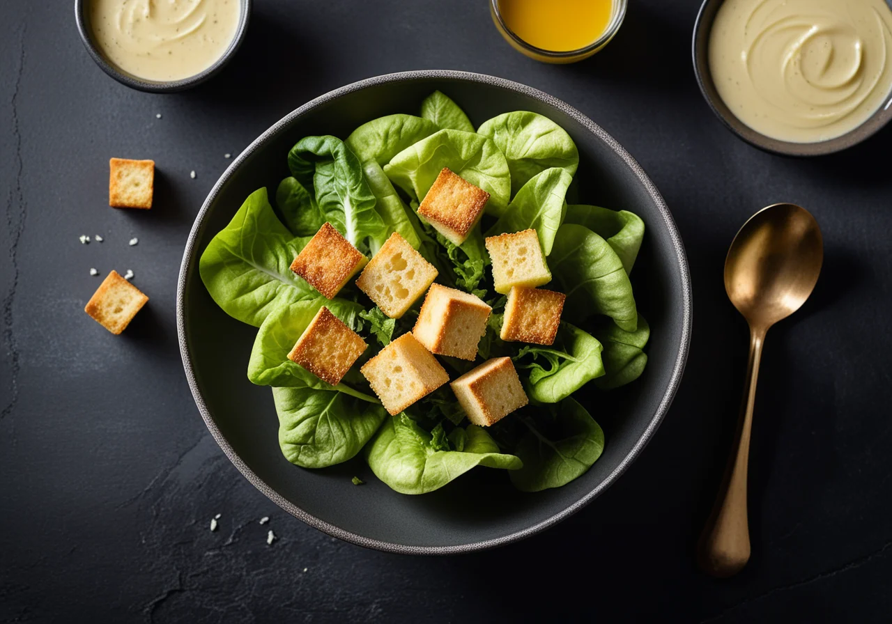 Salad with Croutons and Parmesan